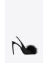 [SAINT LAURENT] mae slingback sandals in crepe satin with feathers 7175641UU001000