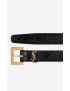 [SAINT LAURENT] cassandre thin belt with square buckle in python embossed leather 554465AAAYT1000