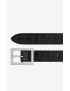 [SAINT LAURENT] rectangular buckle thin belt in lacquered crocodile embossed leather 715868AAA171000