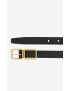 [SAINT LAURENT] double buckle thin belt in smooth leather 732557AAALR1000