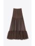 [SAINT LAURENT] ruffled long skirt in silk 723489Y430U2069