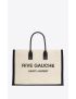 [SAINT LAURENT] rive gauche large tote bag in canvas and smooth leather 509415FAAVU9083