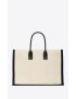 [SAINT LAURENT] rive gauche large tote bag in canvas and smooth leather 509415FAAVU9083