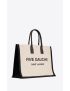 [SAINT LAURENT] rive gauche large tote bag in canvas and smooth leather 509415FAAVU9083