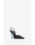 [SAINT LAURENT] blade slingback pumps in shantung and patent leather 736866AABNR1025