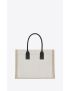 [SAINT LAURENT] rive gauche small tote bag in linen and leather 617481FAAVU9054