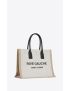 [SAINT LAURENT] rive gauche small tote bag in linen and leather 617481FAAVU9054