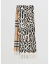 [BUBERRY OUTLET] Leopard Print And Check Cashmere Scarf 80244881