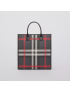 [BURBERRY] Blurred Check and Leather Tote 80562401
