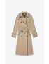 [SAINT LAURENT] long trench coat in gabardine and leather 662028Y039W9772