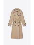 [SAINT LAURENT] long trench coat in gabardine and leather 662028Y039W9772