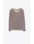 [SAINT LAURENT] striped t shirt in linen and silk 689362Y75LJ9530