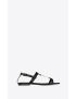 [SAINT LAURENT] cassandra flat sandals in crocodile embossed leather with gold tone monogram 6645202ZEOO1000