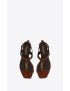 [SAINT LAURENT] cassandra flat sandals in lizard embossed shiny leather with bronze tone monogram 6324462Y9DD2502