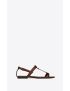 [SAINT LAURENT] cassandra flat sandals in lizard embossed shiny leather with bronze tone monogram 6324462Y9DD2502