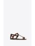 [SAINT LAURENT] cassandra flat sandals in lizard embossed shiny leather with bronze tone monogram 6324462Y9DD2502