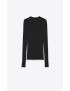 [SAINT LAURENT] ribbed crewneck sweater in cashmere, wool and silk 617962YAPK21000