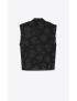 [SAINT LAURENT] sleeveless jacket in cotton and linen gabardine 685743Y253W1000
