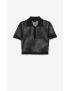 [SAINT LAURENT] short sleeved polo in ribbed linen and silk 687941YA2HK1000