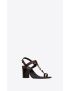 [SAINT LAURENT] cassandra heeled sandals in smooth leather with gold tone monogram 658198DWETT6023