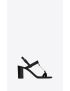 [SAINT LAURENT] cassandra heeled sandals in crocodile embossed leather with gold tone monogram 6581982ZEOO1000