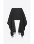 [SAINT LAURENT] knit fringed scarf in black cashmere 4908963Y2011000