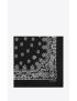 [SAINT LAURENT] bandana square scarf in black and white paisley printed cotton 3439824Y1011077