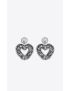 [SAINT LAURENT] oversized clip on rhinestone heart earrings in metal 683251Y15268368