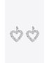 [SAINT LAURENT] oversized rhinestone heart earrings in metal 683253Y15269314