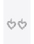 [SAINT LAURENT] oversized rhinestone heart earrings in metal 683253Y15269314