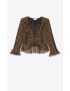 [SAINT LAURENT] ruffled blouse in leopard print wool 681875Y653S9665