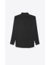 [SAINT LAURENT] long overshirt in matte and shiny patchwork striped silk 653860Y1D891000