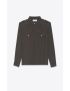 [SAINT LAURENT] fitted military shirt in polka dot crepe de chine 659852Y6C451095