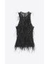 [SAINT LAURENT] sleeveless top in fishnet and feathers 690775Y4D571000