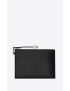 [SAINT LAURENT] tiny cassandre zipped tablet holder in shiny leather 6838271JB0U1000