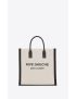 [SAINT LAURENT] rive gauche north south tote bag in printed linen and leather 632539FAABR9083