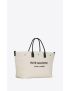 [SAINT LAURENT] rive gauche maxi shopping bag in printed canvas and smooth leather 685543FAADW9083