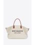 [SAINT LAURENT] rive gauche maxi shopping bag in printed canvas and smooth leather 685543FAAEF9046
