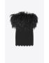 [SAINT LAURENT] strapless dress in double sable with feathers 687472Y024K1000