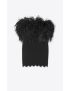 [SAINT LAURENT] strapless dress in double sable with feathers 687472Y024K1000