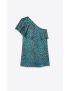 [SAINT LAURENT] one shoulder ruffle mini dress in leopard print silk 652178Y3E244600