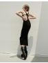 [SAINT LAURENT] long tube dress in velvet 686338Y525R1000