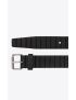 [SAINT LAURENT] motorcycle belt with curved rectangular buckle in strip embossed leather 6694850IHCD1000
