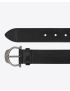 [SAINT LAURENT] horseshoe buckle belt in crackled leather 6492050KT0D1000