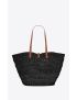 [SAINT LAURENT] panier medium bag in crochet raffia and smooth leather 688221GAAAC1062