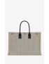 [SAINT LAURENT] rive gauche tote bag in linen and smooth leather 499290FAADH9580