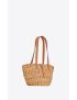 [SAINT LAURENT] panier small bag in crochet raffia and smooth leather 685618GAAAC2080