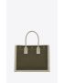 [SAINT LAURENT] rive gauche small tote bag in linen and leather 617481FAADI3281