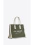 [SAINT LAURENT] rive gauche small tote bag in linen and leather 617481FAADI3281