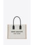 [SAINT LAURENT] rive gauche small tote bag in linen and leather 617481FAABR9054